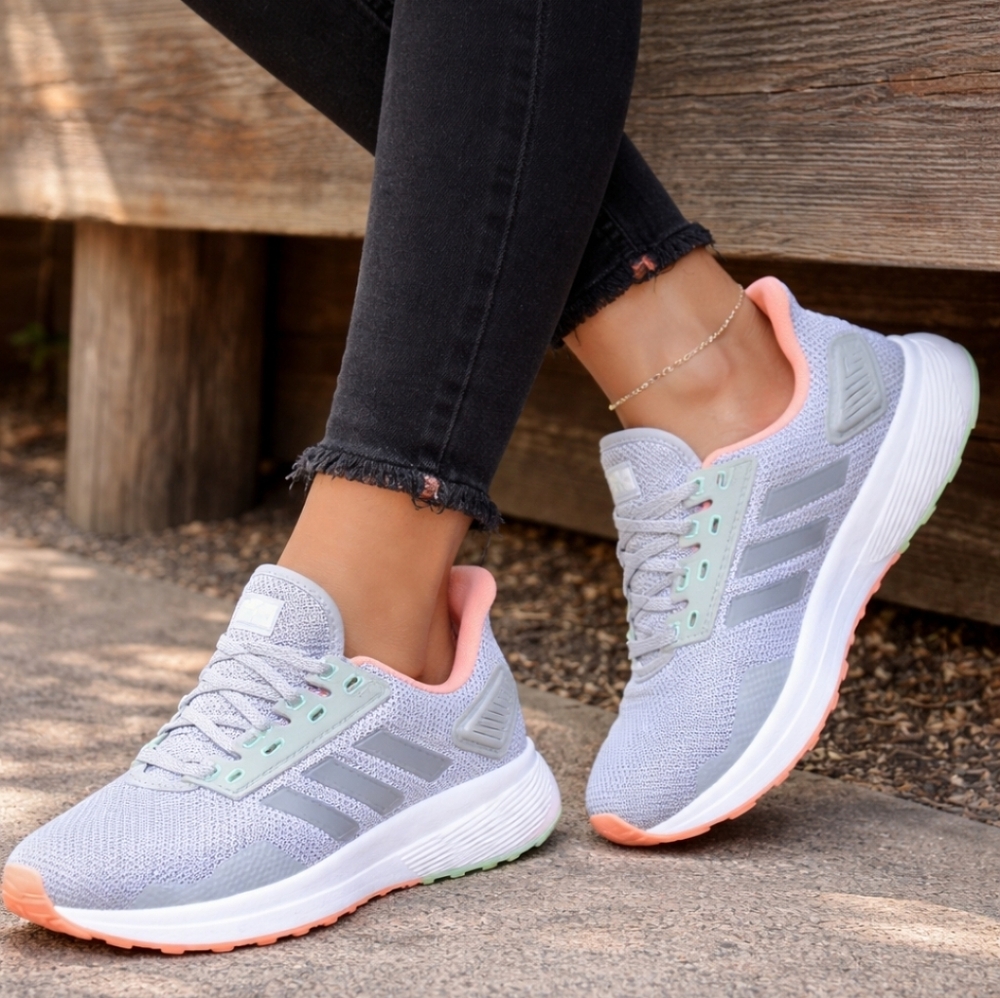 Adidas Duramo 9 Orginal Model 2018 Gray/Green Performance Running Shoe 7.5M